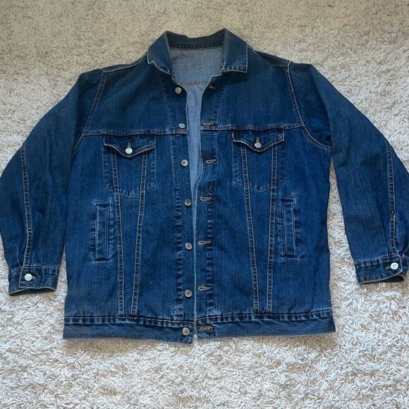 Levi's Other - Vintage Mens Levis Blue Jean Trucker Jacket Red Tab Inside Pockets USA Denim